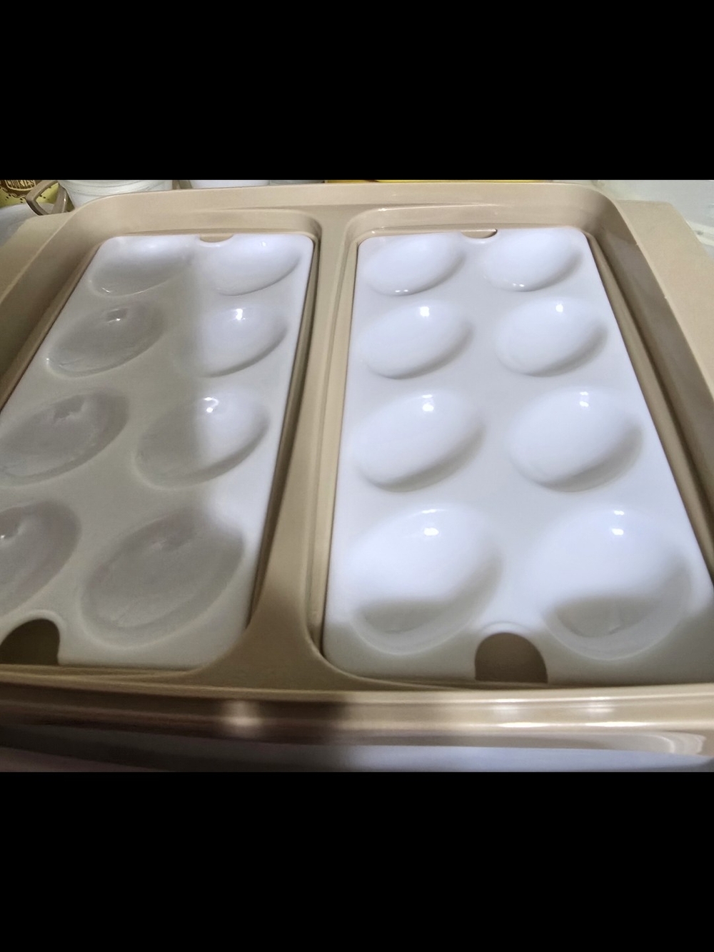 Vintage Tupperware Beige and White Dual Tray Egg Holder - Home Accents